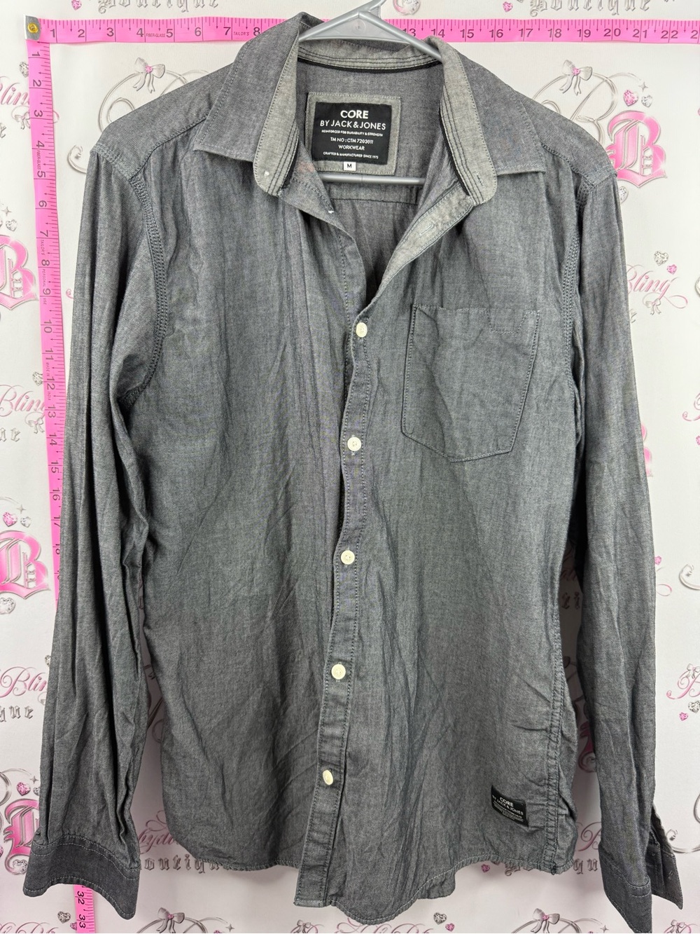 Jack and Jones Gray Casual Long-Sleeve Button-Down Shirt